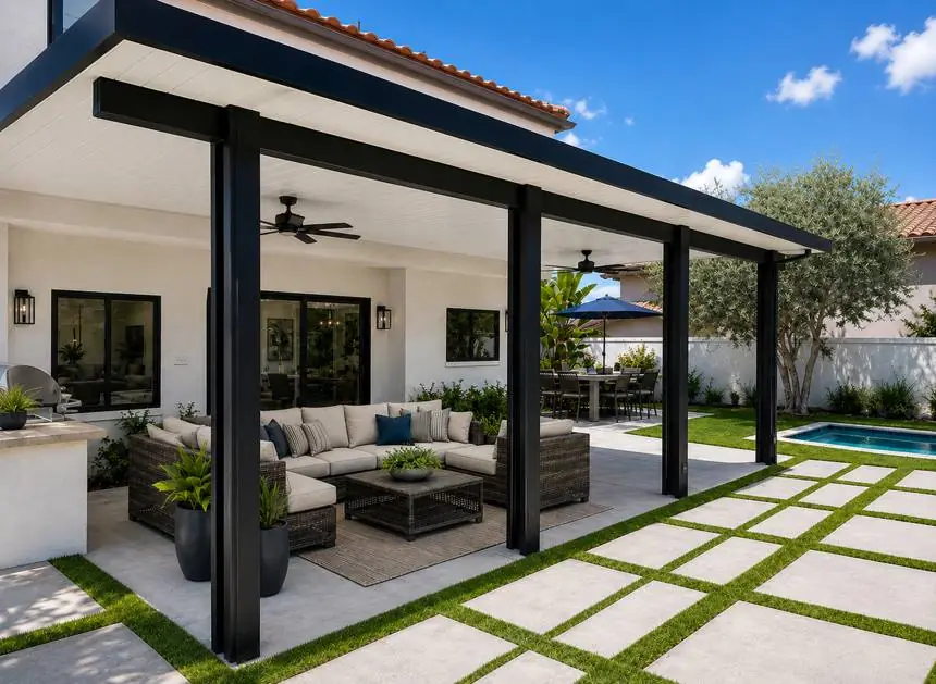 Wood-grain aluminum patio cover