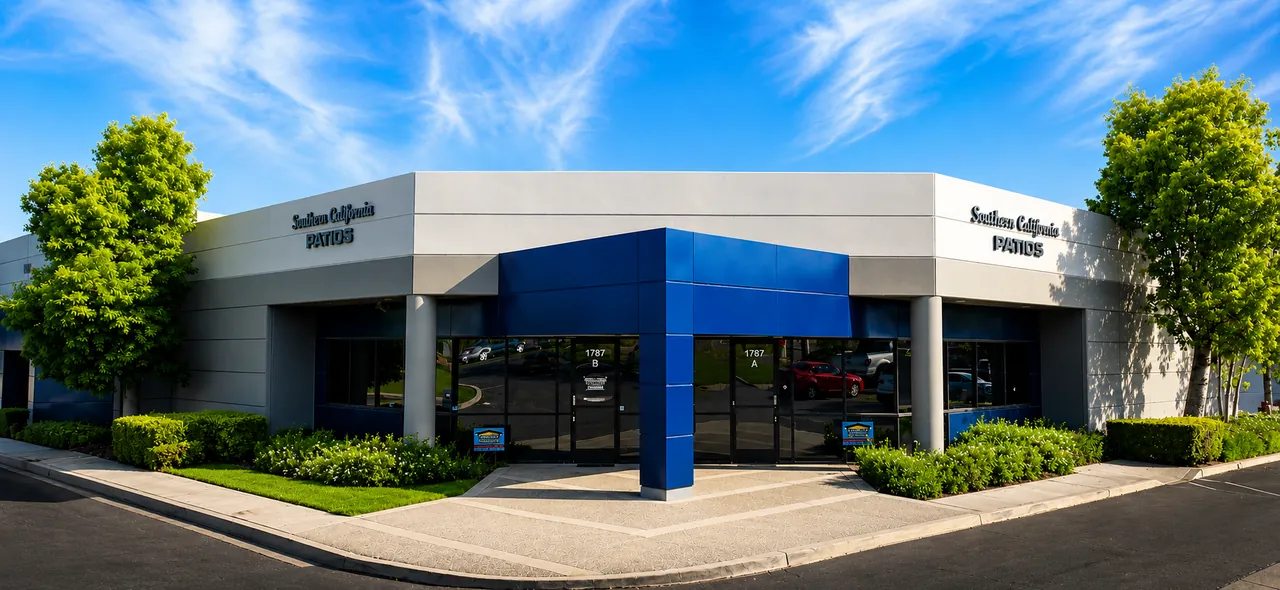 Southern California Patios showroom building at 1787 Pomona Rd, Suite B, Corona, CA